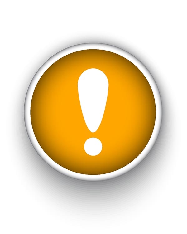 Photo of a yellow circle with a white exclamation point in the middle.