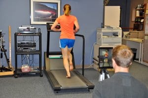 Photo of running/walking video analysis at MyMichigan Health.