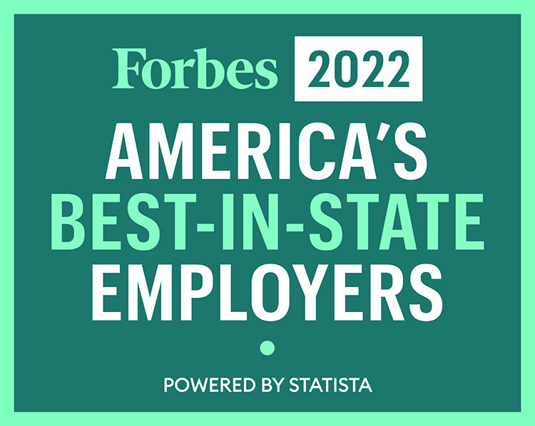 Forbes 2022 America's Best-in-State Employers logo.