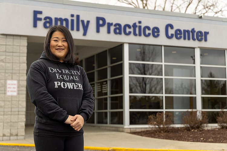 Photo of Jenny Pawlitz outside Family Practice Center