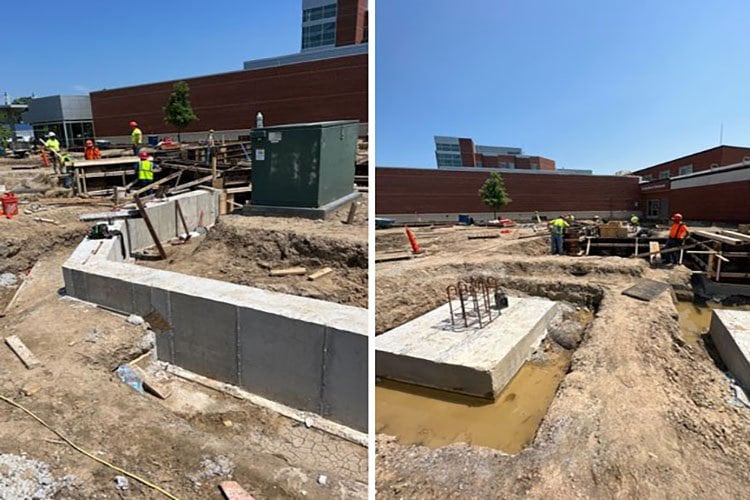 Foundation work begins on the new main entrance.