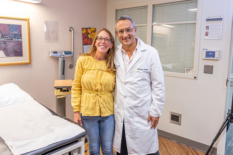 Photo of Sarah Dill, breast cancer survivor, and Dr. Garces.