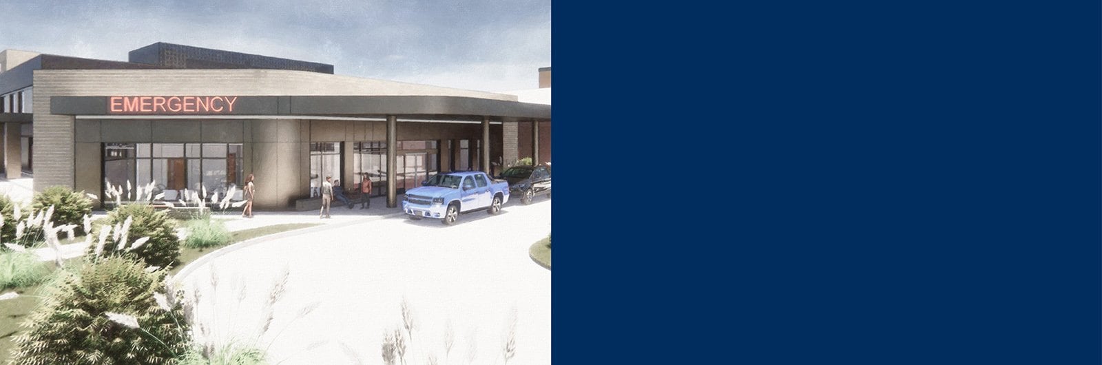 Photo rendering of emergency entrance at MyMichigan Medical Center Clare.